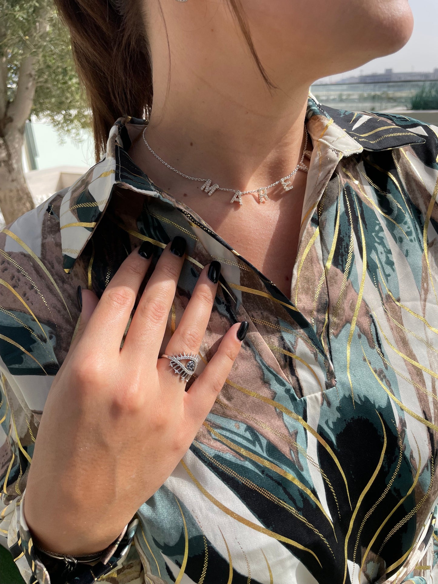 Robe Eva marron dorée