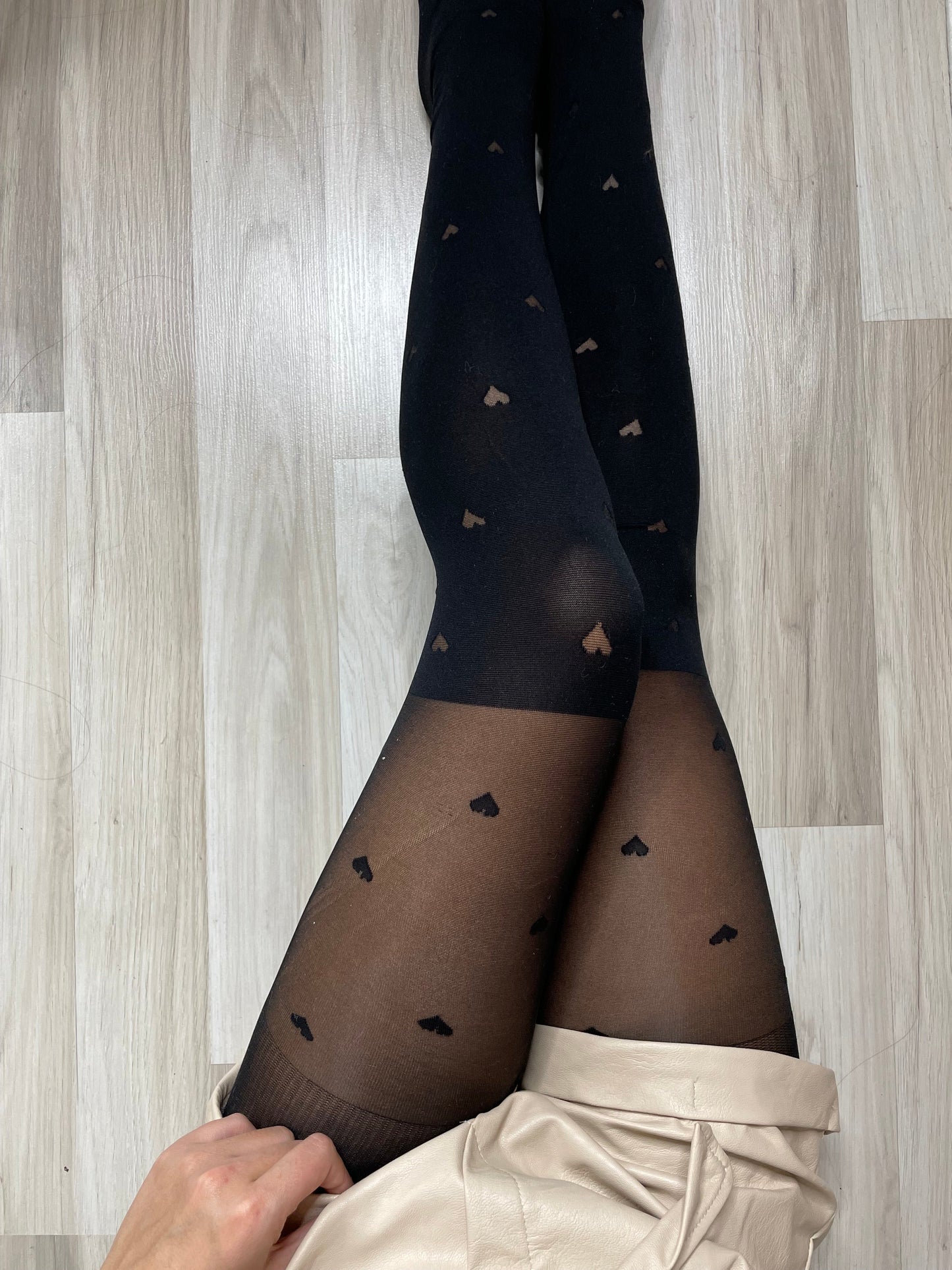 Collants effets bas coeur
