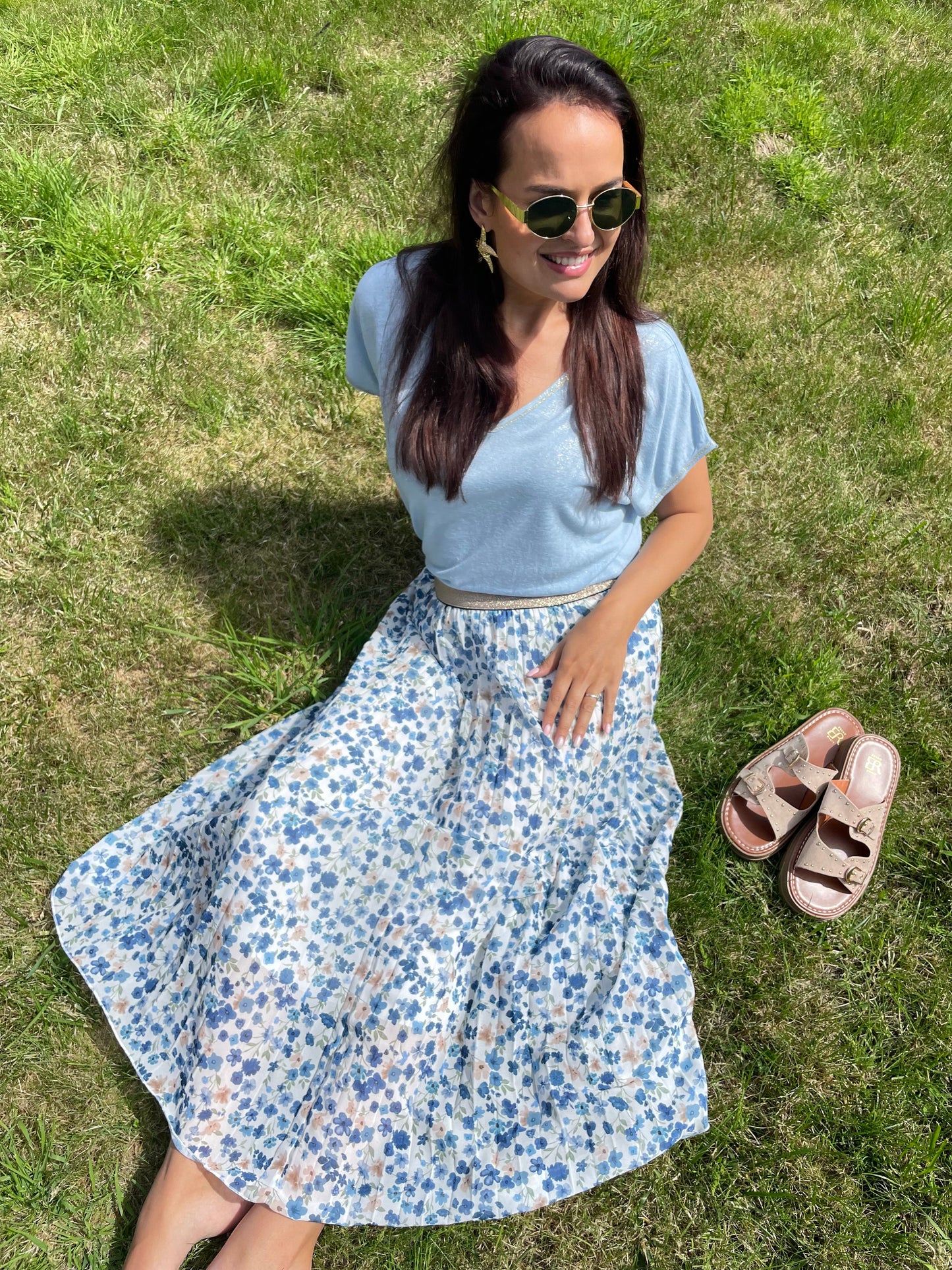Jupe flowers bleue