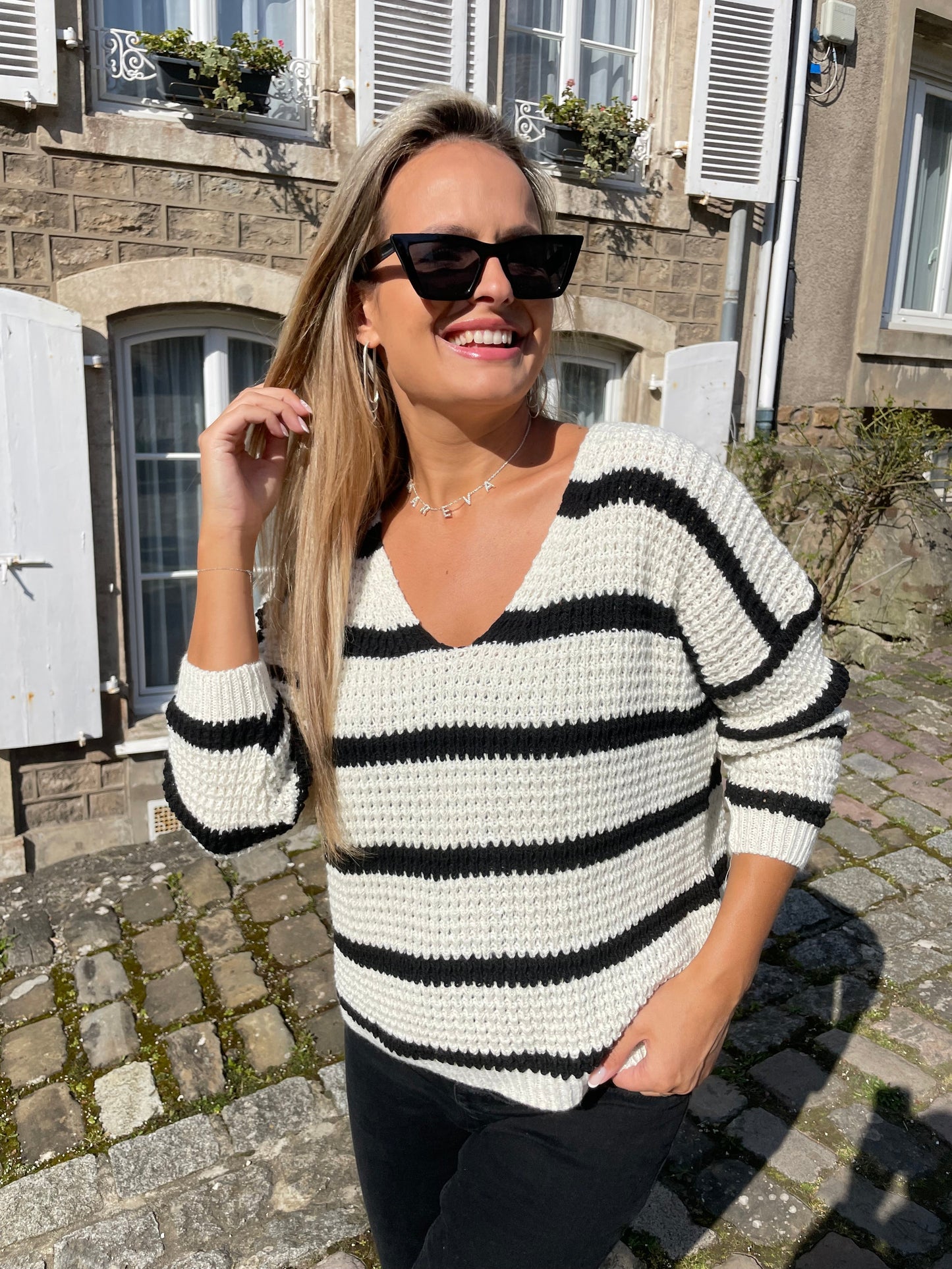 Pull Candice blanc/noir