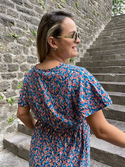 Robe paon bleue