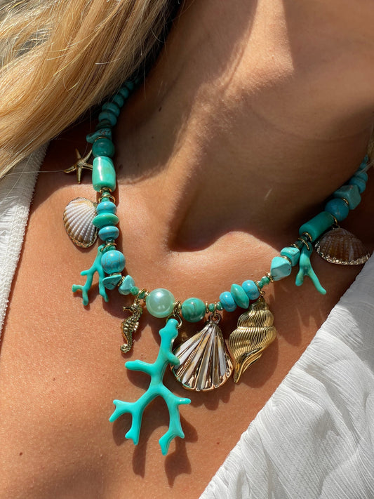Collier corail turquoise