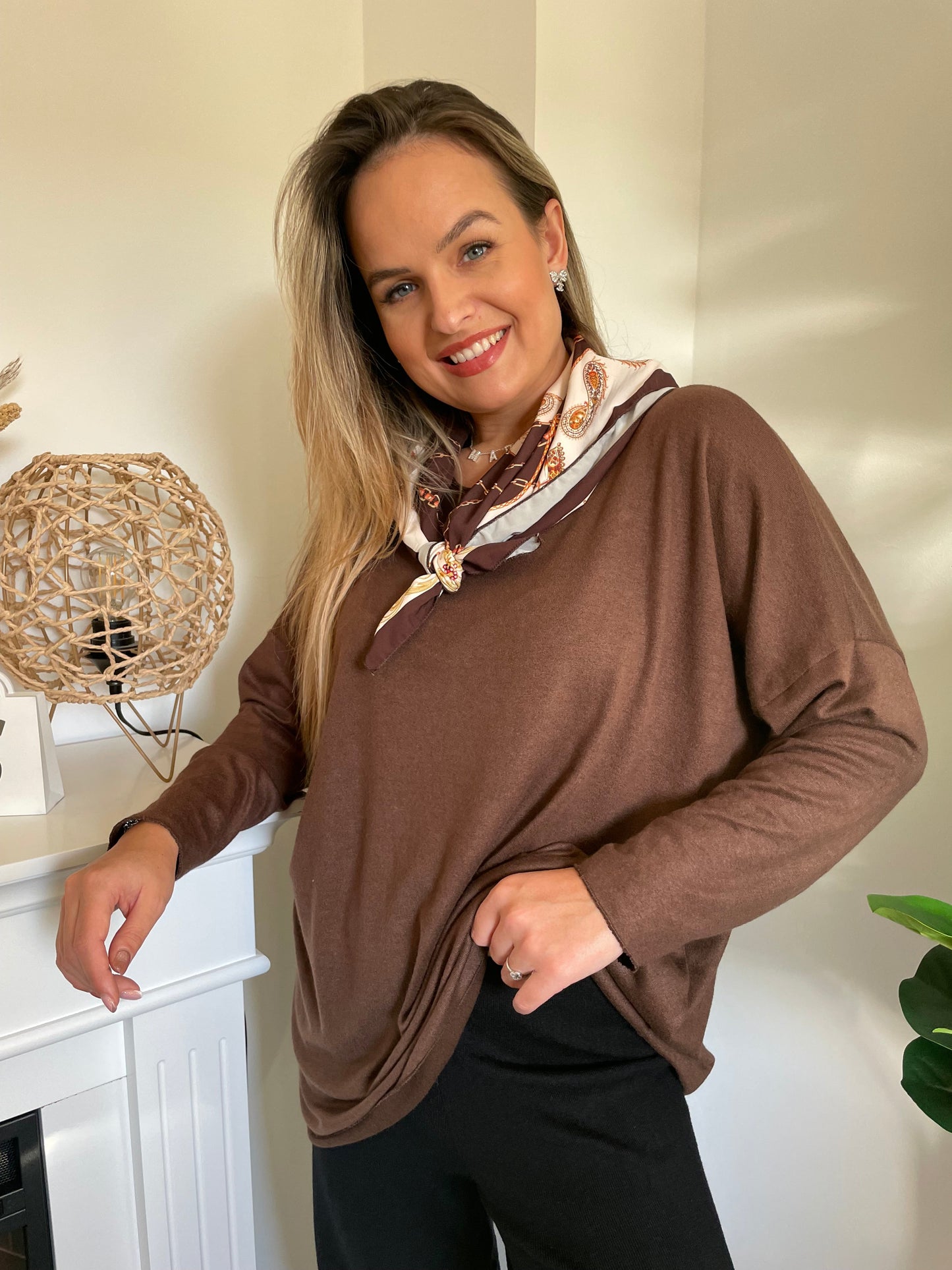 Ensemble pull foulard chocolat