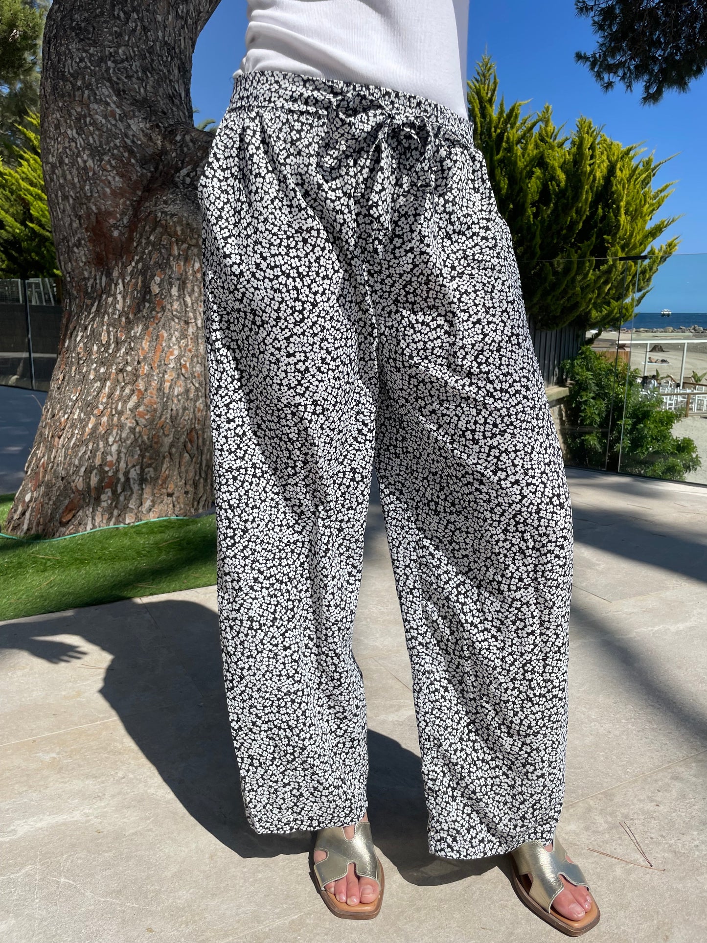 Pantalon Flowers noir