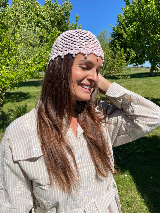 Bonnet perles rose